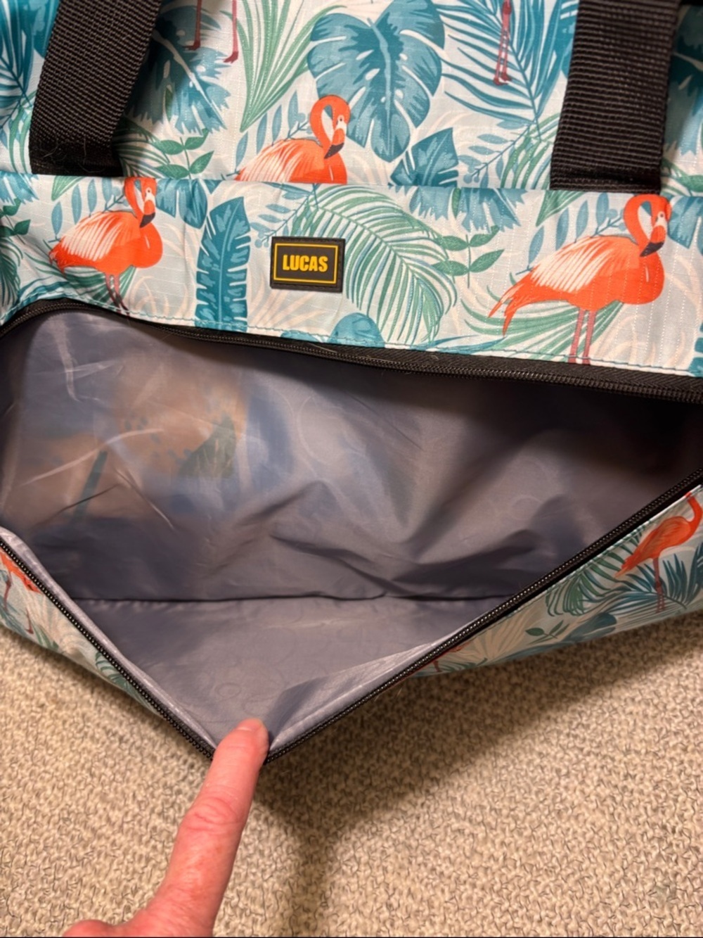 Lucas Designer Carry On Travel Duffel Bag - Tropical Flaming Palm 22in. - Picture 6 of 10